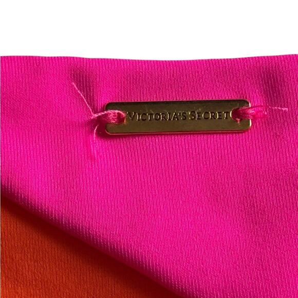 Victoria's Secret Pink Orange Color block Halter Hipster bikini set Size LARGE - Picture 9 of 13